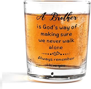 Nogrit Brother Gifts Whiskey Glasses 10 oz, Brother Father's Day Birthday Gifts Old Fashioned Rocks Glasses for Men Drinking Cocktail Scotch Vodka Tequila Rum