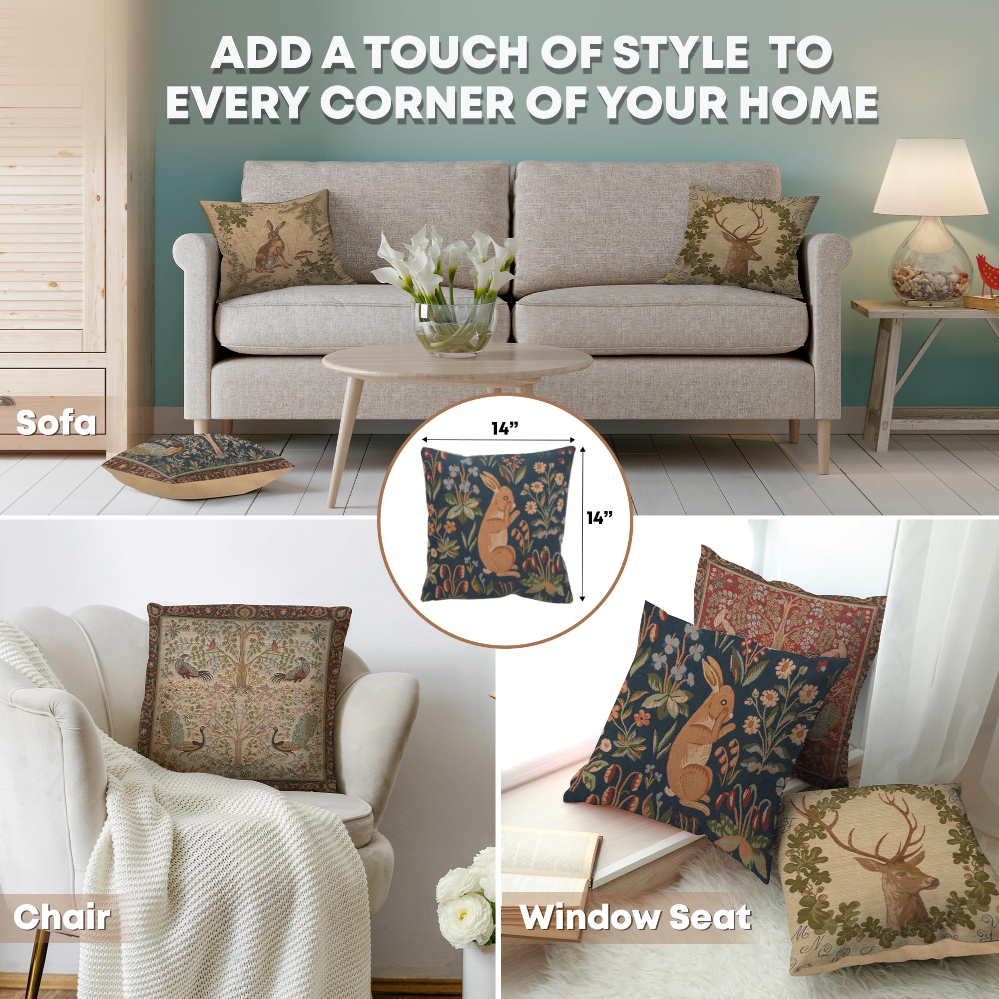 Amazon.com: Charlotte Home Throw Pillow Covers - 14x14 Inch