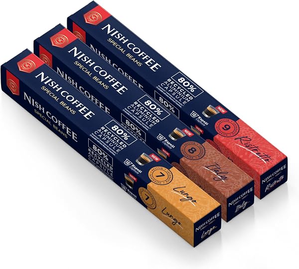 Nish Coffee Kapsül Kahve 3'lü Set Lungo, Italy, Risteretto (Nespresso Uyumlu) - 30 Adet