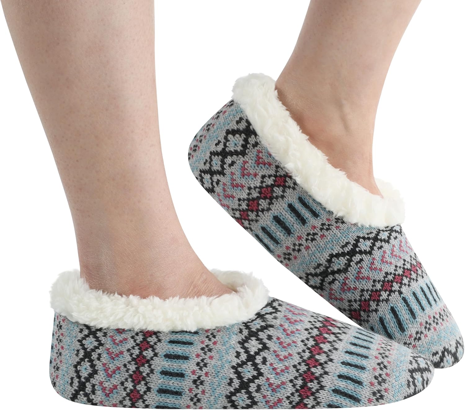 Snoozies Nordic Sherpa-Lined Cozy Slipper Socks for Women Indoor, Womens Warm Slippers for Winter, Soft Slippers for Women - Image 3