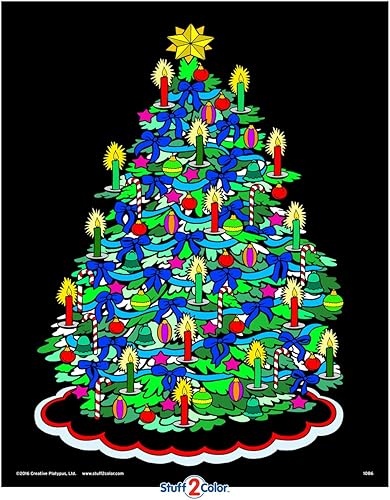 Árbol de Navidad – Póster de terciopelo mullido para colorear – Proyecto de colorear para manualidades navideñas para niños y adultos (llega sin