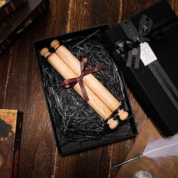 Epakh 2 Pack Blank Paper Scrolls with Wood Rods, Old Color