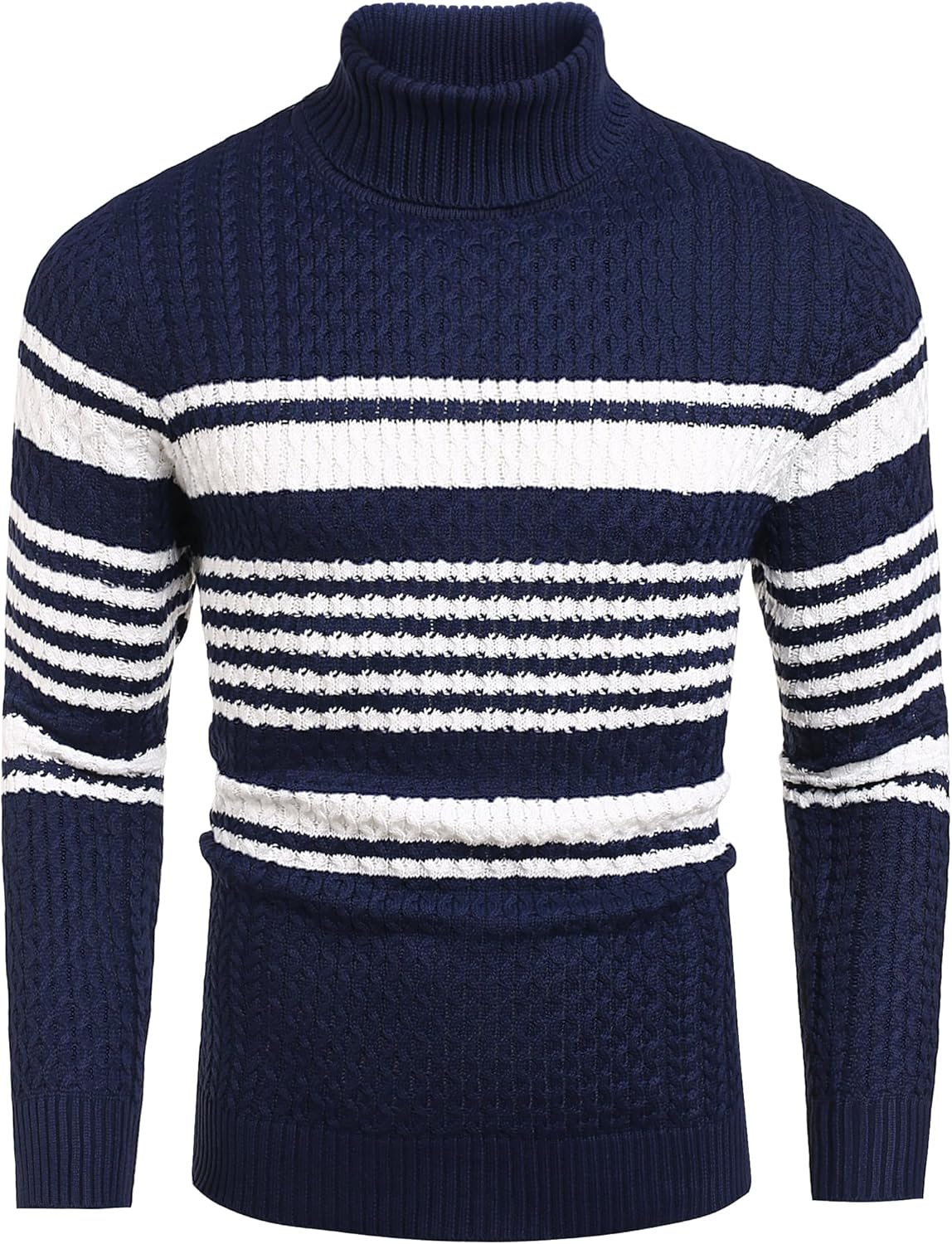 COOFANDY Men's Slim Fit Turtleneck Sweater Casual Knitted Twisted Pullover Solid Sweaters