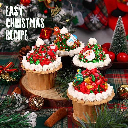 Miniatura 5 de Gránulos de decoración de glaseado de Navidad, 4.23 onzas, hombre de jengibre, pastel de Papá Noel, mezcla para galletas navideñas, caramelos