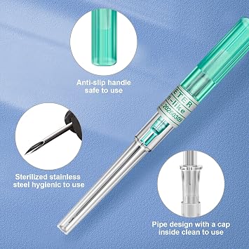 5Pcs 18G Piercing Needles, 316L Stainless Steel Piercing Accessories
