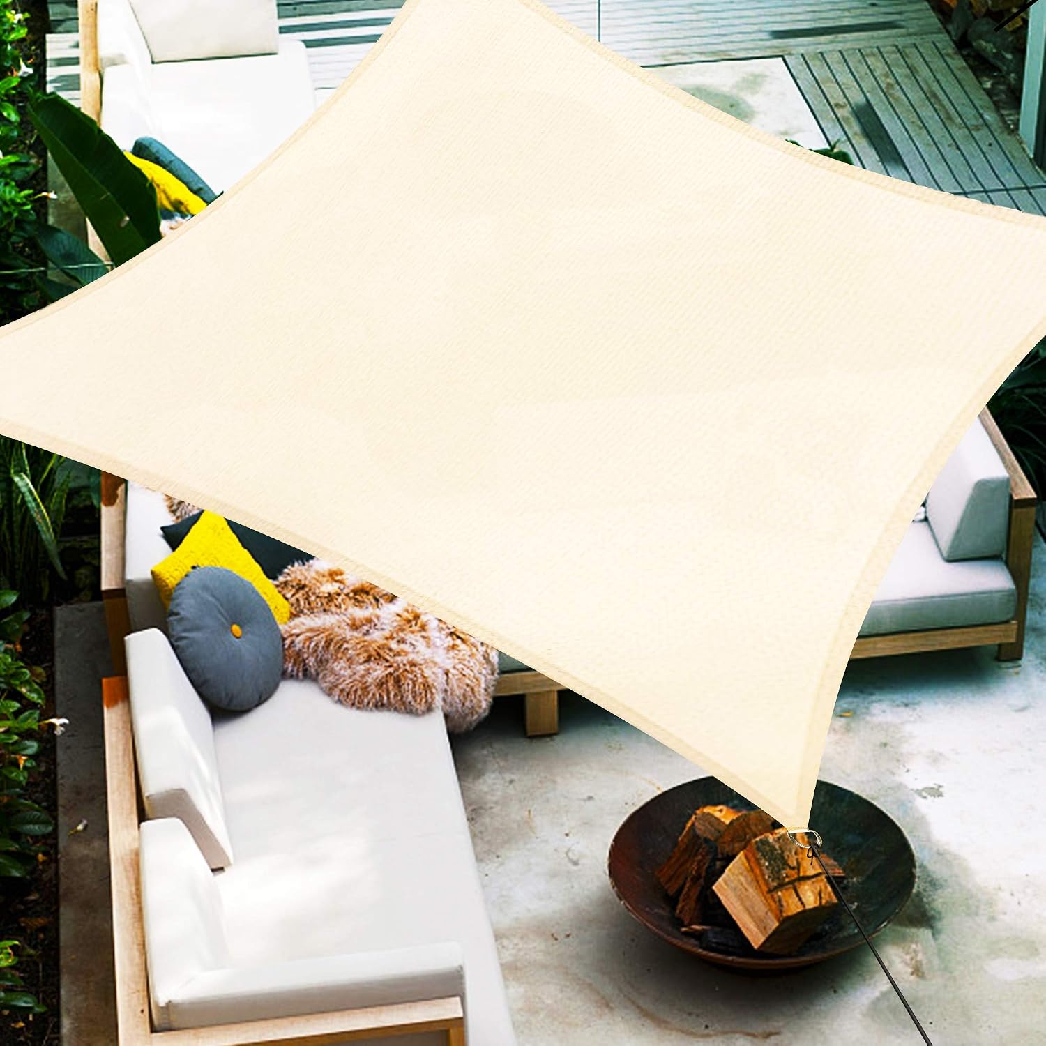 Lulu Home Sun Shade Sail, UV Block Shade Sail, Outdoor Sun Shade Canopy for Patio Backyard Garden (10'x10' Square, Cream White)