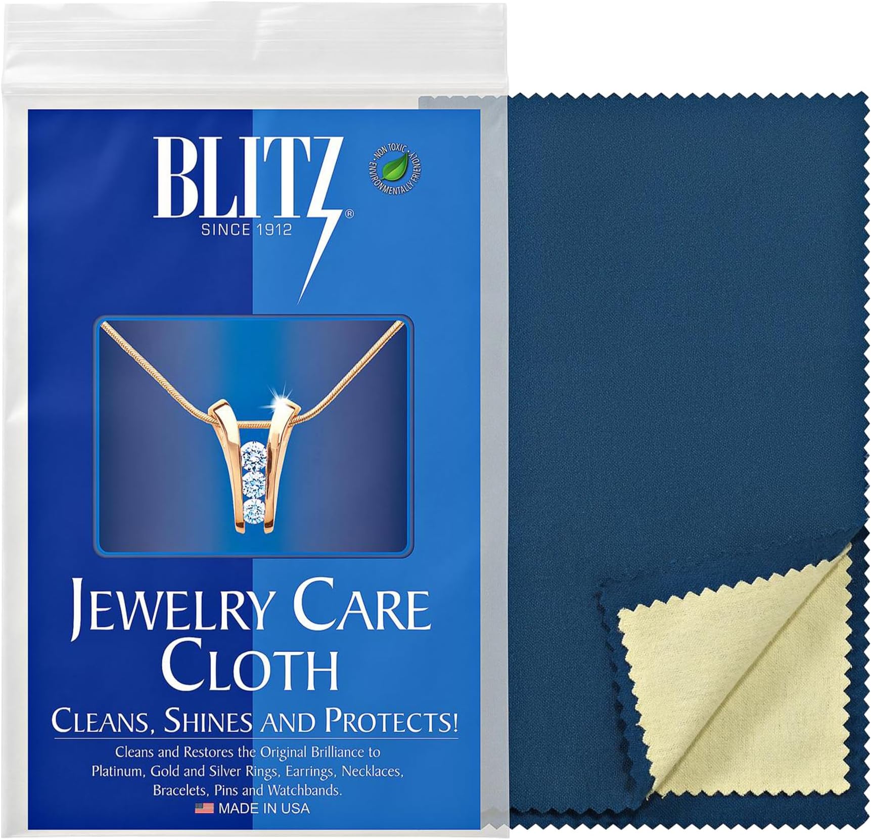 Jewelry Care Cloth Pre-Treated for polishing Gold Silver and Platinum Jewelry. Non Toxic and Environmentally Friendly - 2-Pack