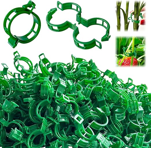 OJYUDD 400 Pcs Tomato Clips,Plastic Vine Clips,Plant Support Clips for Gardening,Climbing Plants,Tomato,Vegetables(Green)