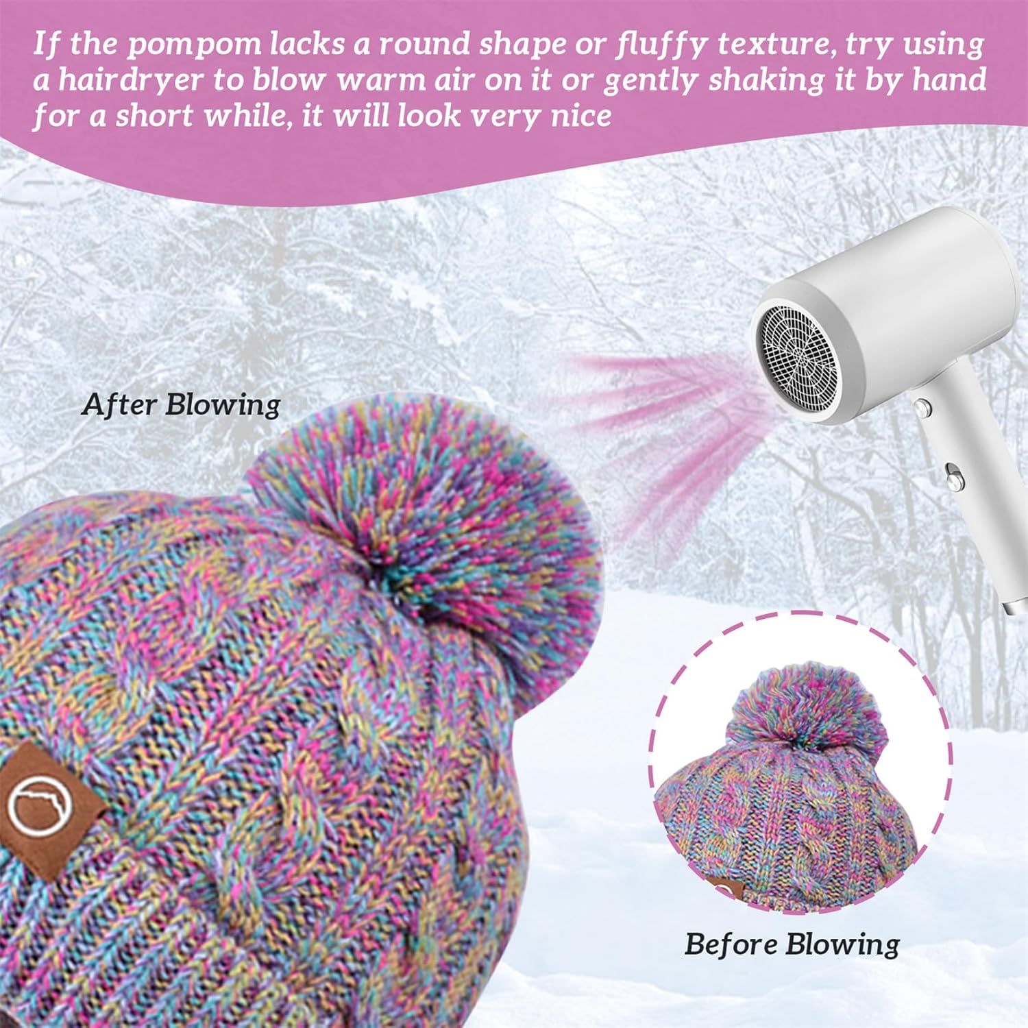 Kids Winter Hat Gloves Scarf Set Beanie with PomPom Fleece Lined Warm Touch Screen for Boys Girls Christmas Gift - Image 6