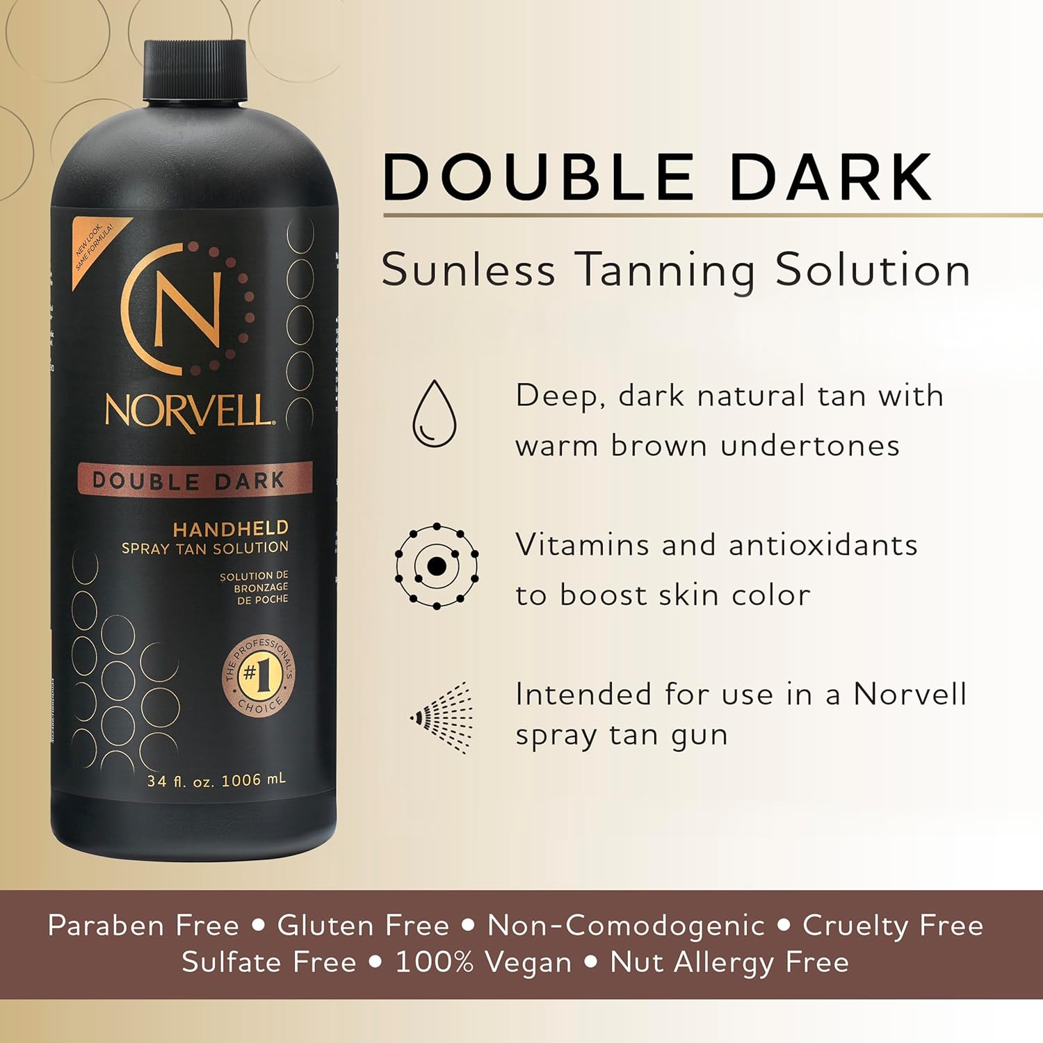 Norvell Premium Spray Tan Solution Double Dark 34 fl oz – Professional Sunless Tanning Formula for Deep Rich Bronze, Streak-Free, Fast-Drying, Long-Lasting Sunless Color - Image 2