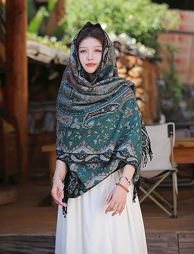 Miniatura 5 de iCuviy Bufanda grande de moda para invierno, chales y envolturas para mujer, extra suave, sensación de cachemira, bufandas frías para mujer