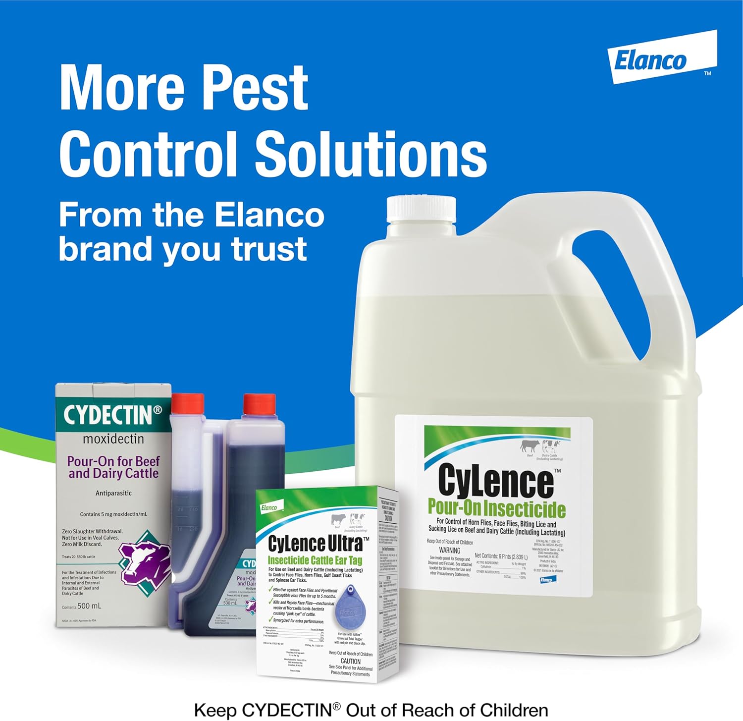 Elanco CyLence Ultra Insecticide Cattle Ear Tags | Fly & Tick Pest Control Ear Tags | 20 Cattle Ear Tags