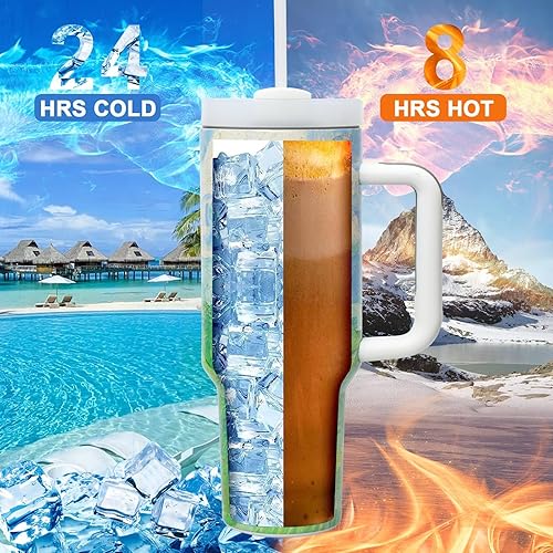 Miniatura 6 de Jormungand Vaso de viaje de acero inoxidable de 40 onzas con tapa antideslizante y asa para popote (negro)