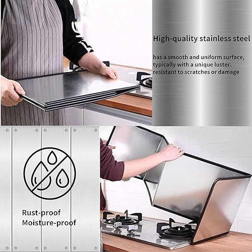 Miniatura 5 de 2 protectores contra salpicaduras de 4 caras para freír, protector contra salpicaduras de grasa para sartén, pantalla plegable de acero inoxidable