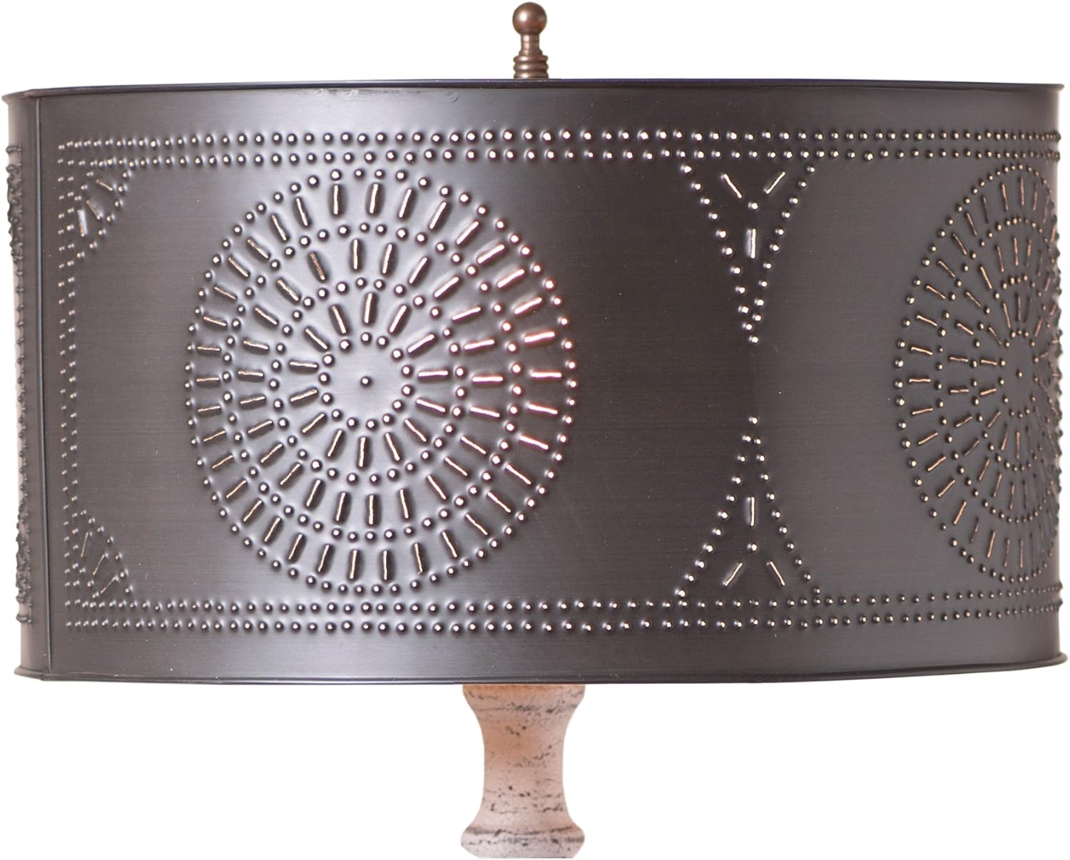Drum lamp shade with chisel pattern in kettle black finish, 8.25 in high and 15 in diameter, spider fitter table lamp shade for indoor use in living room, bedroom or office, shade only