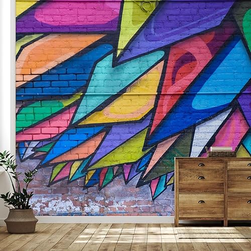 SIGNFORD - Papel tapiz colorido diseño de graffiti removible, papel de colgadura adhesivo para decoración de habitación y sala