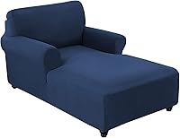 Vista 9 de FantasDecor Funda Elástica para Chaise Lounge Funda de Silla de Celosía con Reposabrazos para Sala de Estar Dormitorio Doble Brazo Tela Jacquard Gris