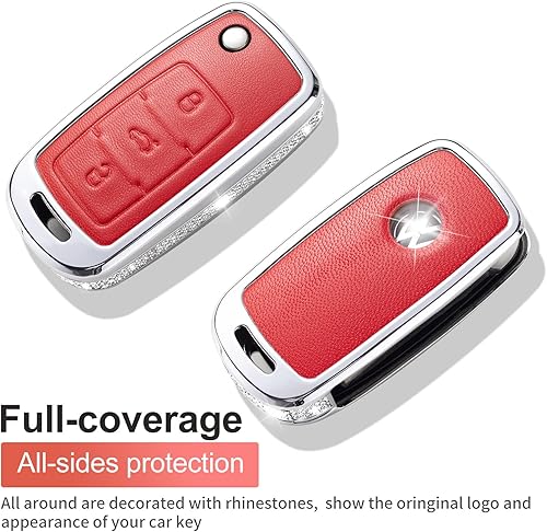 Miniatura 3 de Compatible con funda para llavero VW Volkswagen con llavero, Vw4-rojo