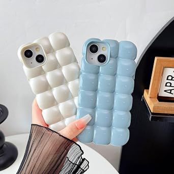 Caseative for iPhone 14 Pro Max Case, White | 3D Cube Grid Candy Color Soft
