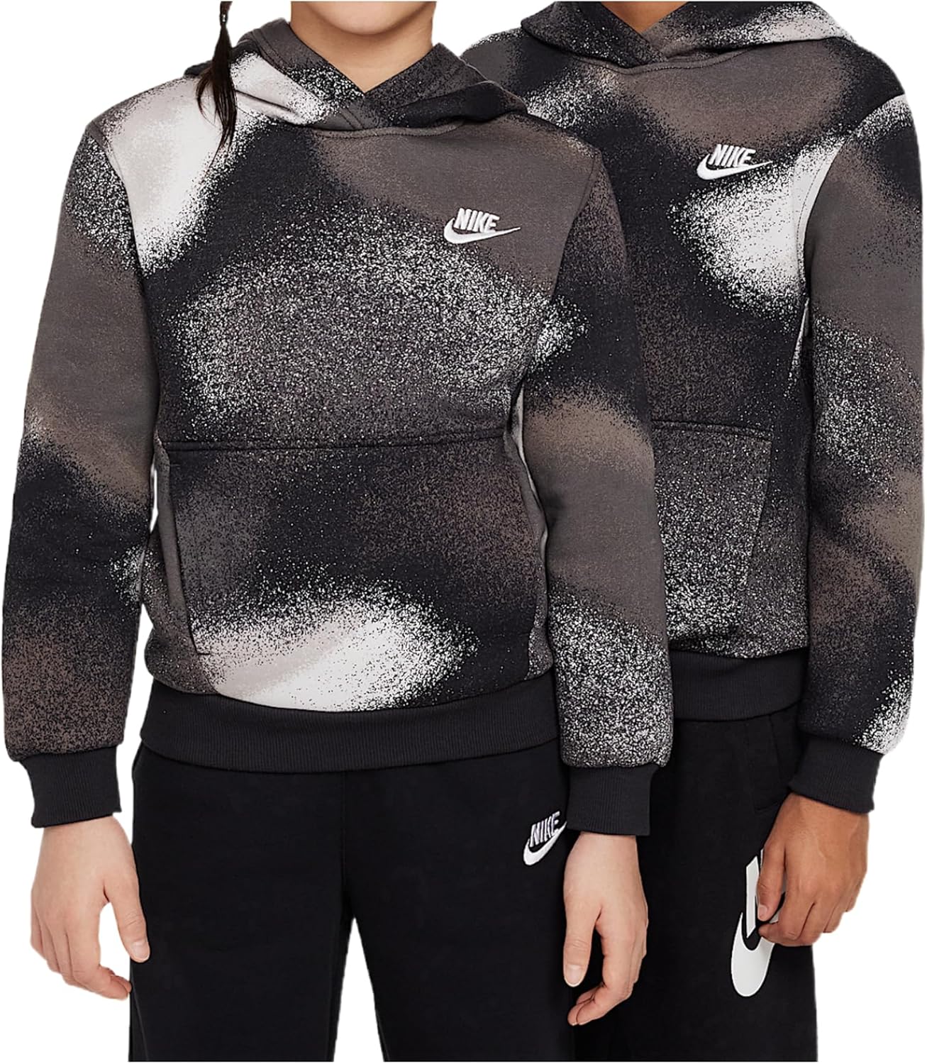 Nike Sportswear Club Fleece Big Kids' Hoodie (HJ2720-010, Black/Off Noir/White)