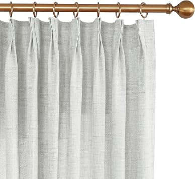 Pinch Pleated Linen Light Filtering Curtains, 1 Panel 60W x 88L