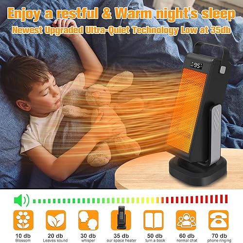 Miniatura 5 de okoium Calentador de espacio, calentadores portátiles actualizados 2023 con oscilación 3D, termostato eléctrico PTC para uso en interiores, 4 modos,