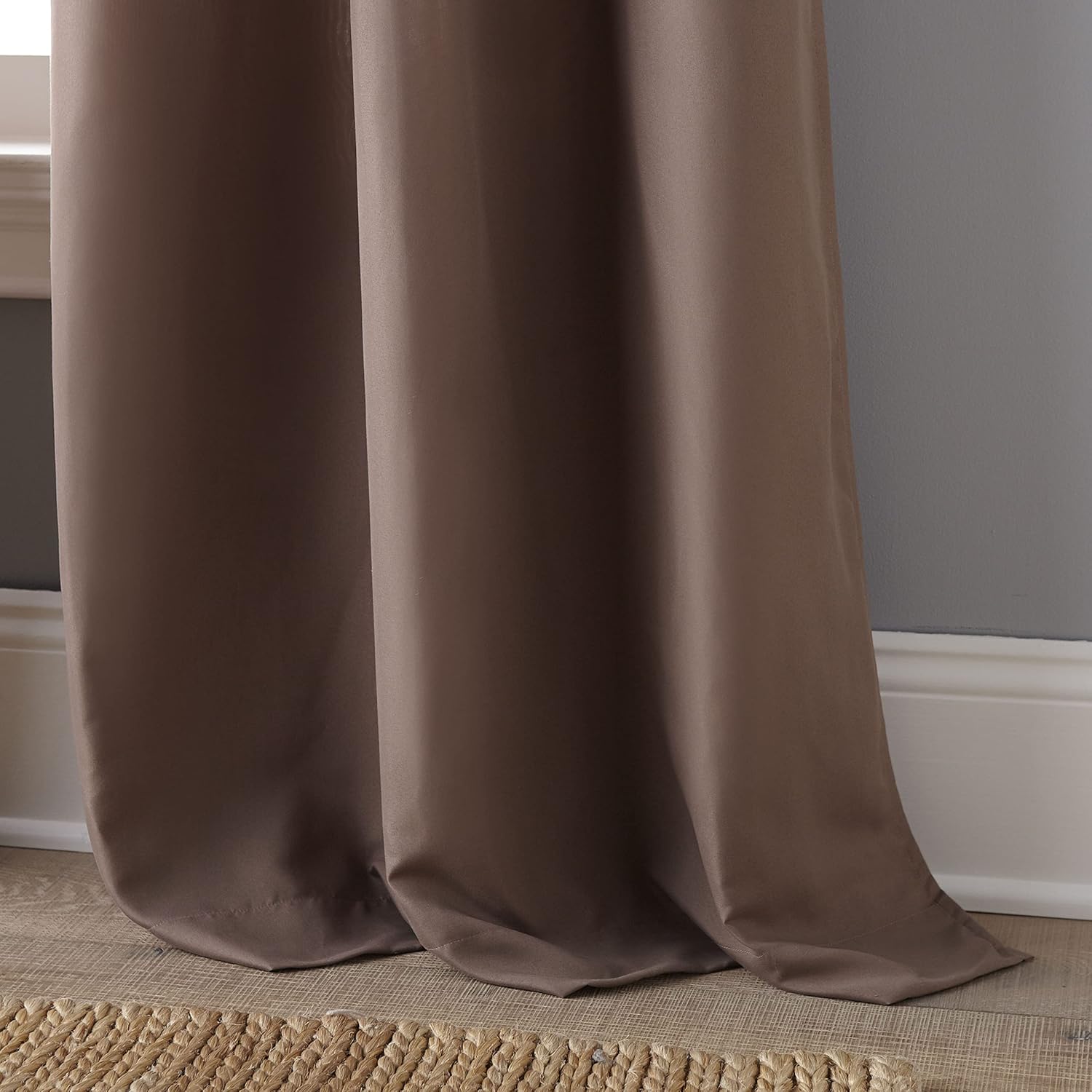 Stratford Park Room Darkening Rod Pocket Curtain Panel Pair, Header Size 3", Room Darkening, Brown, Includes: Set of 2 Curtain Panels, Size 37 x 84 (Avalon2)