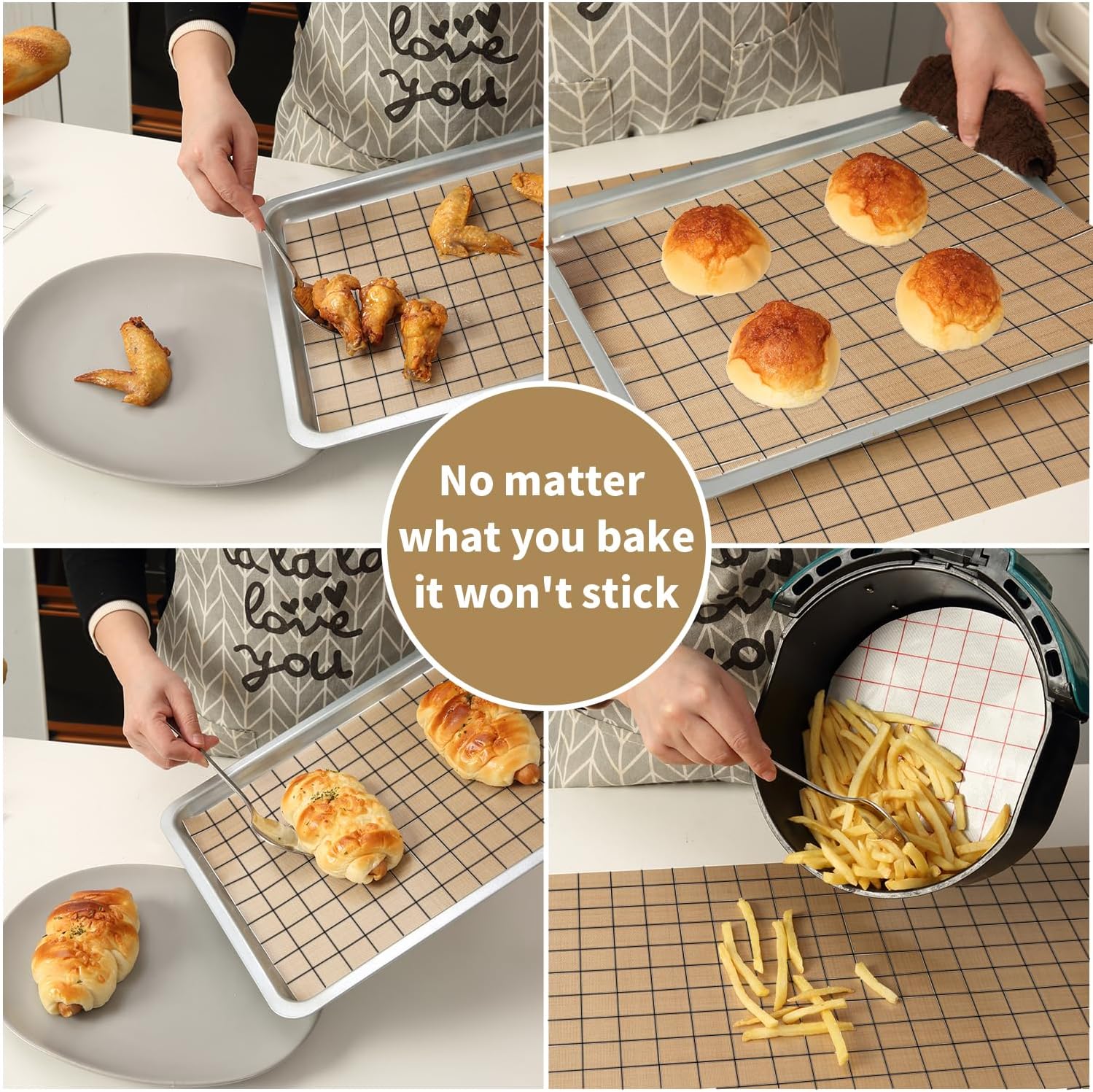 Silicone Baking Mat Roll 16IN*5FT Free Cutting, Non-Slip Pastry Mat, Non-Stick Reusable Air Fryer Liner, Oven Liners, Counter Mat, Freeze Dryer Mat, Easily Cut to Size Fit All Ovens Pans Tins Dishes