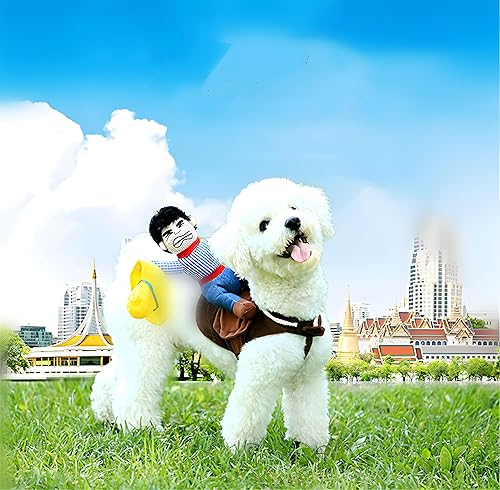 Miniatura 5 de Disfraz de vaquero para mascotas, disfraz de perro estilo jinete, traje de mascota para llevar perros (XS)
