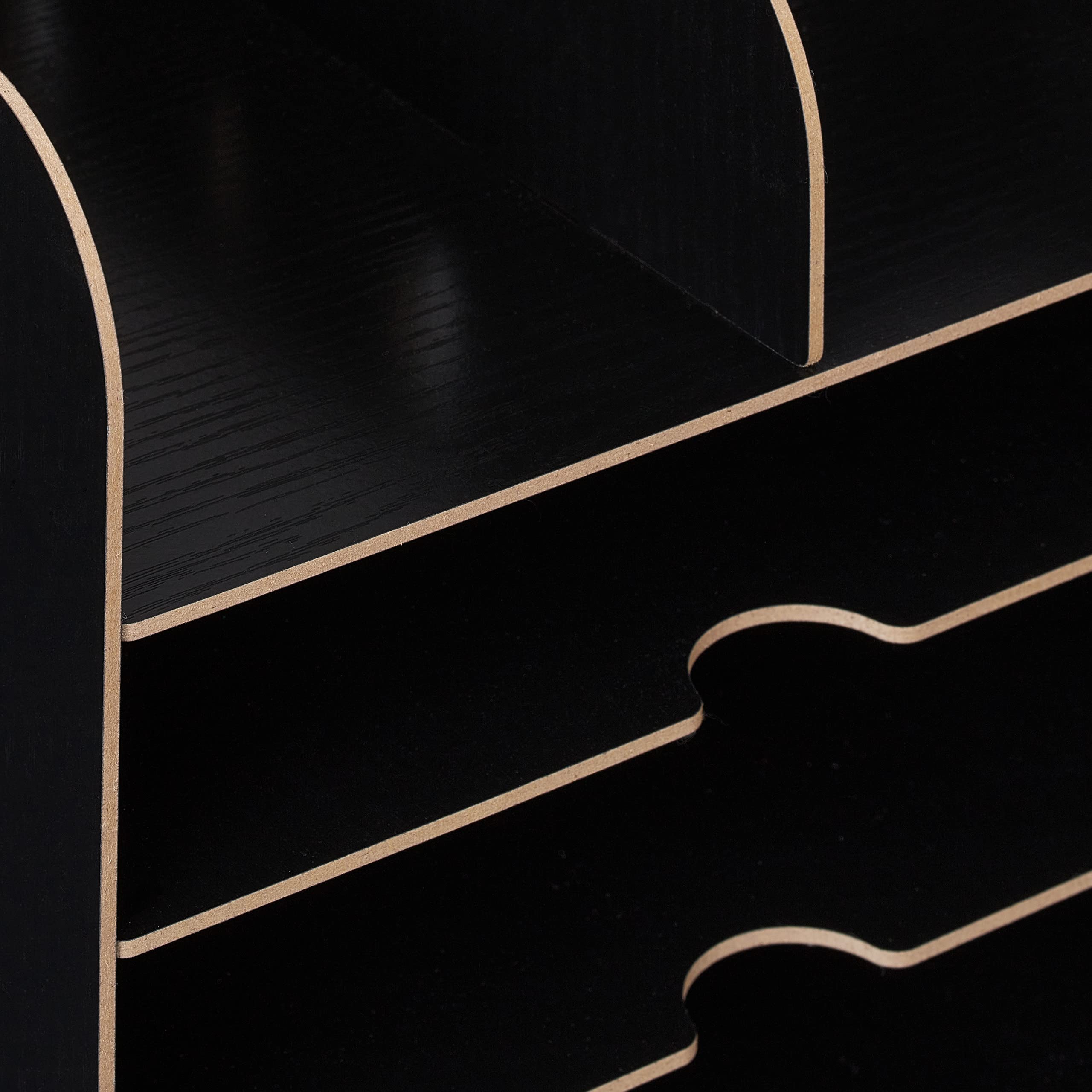 Relaxdays Organizer da Scrivania, Portapenne e Portadocumenti, 12 Scomparti, HLP: 34,5 x 25 x 32 cm, in MDF, Nero