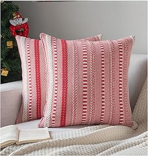 Christmas Pillow Covers 18x18 Inch Set of 2, Farmhouse Boho Christmas De...