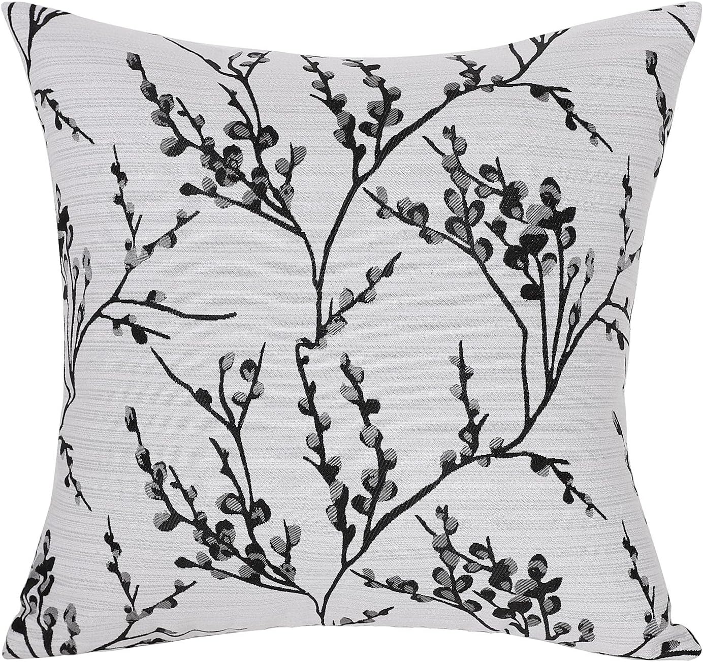 EECCA 2-Pack Microfiber Linen Textured Background Jacquard Square Throw Pillow Cover Decorative Pillow for Bedroom Living Room Cushion Cases Bed Sofa,Black,20x20 Inches