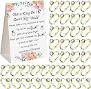 Woanger Put a Ring on It Bridal Shower Game with 50 Fake Rings, Rustic Greenery Theme Wedding Shower Games Wedding and Engagement Rings and Not Say Bride Rules Cards(Bright Flowers,Gold)