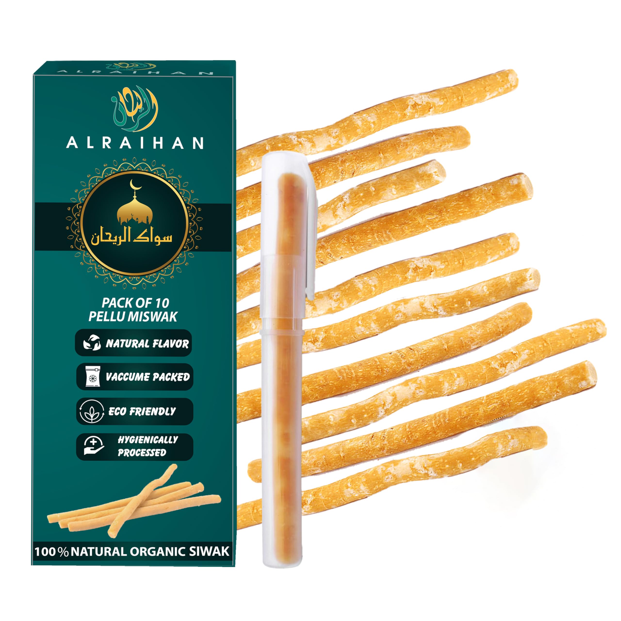 Miswak Wooden Tooth Brush - Original Siwak Arabian Traditional Toothbrush for Clean Healthy and White Teeth Cleaning Disinfecting Natural Toothbrush || Pack of 10…