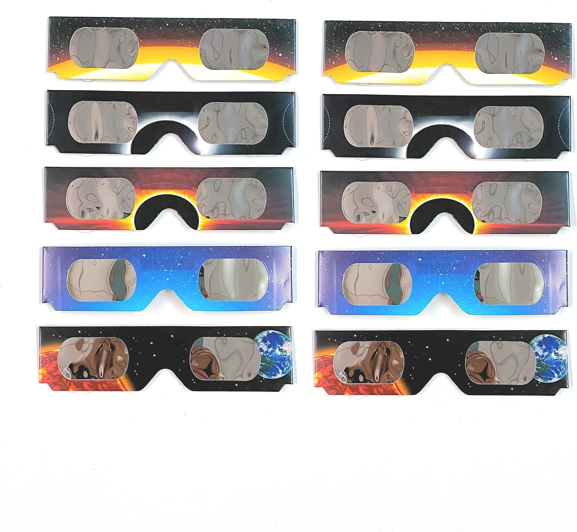 Bookishbunny 10 Pairs Solar Eclipse Viewers Paper Glasses Sun Viewing ISO Certified 10pk, Multicolor, One size