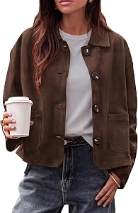 PRETTYGARDEN Faux Suede Casual Cropped Fall Jacket for Women Trendy 2026
