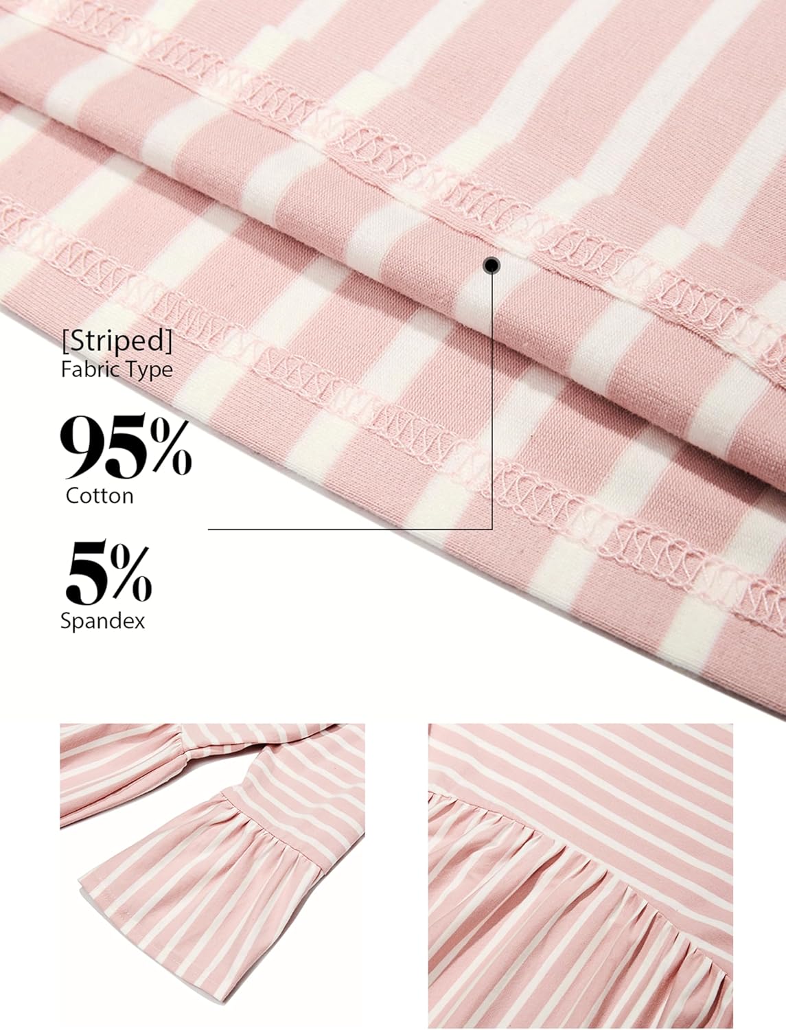 Ecavus Womens Casual Maternity Tops Striped Peplum 3/4 Ruffle Sleeve Shirt Ultra Soft Pregnancy Clothing - Image 6