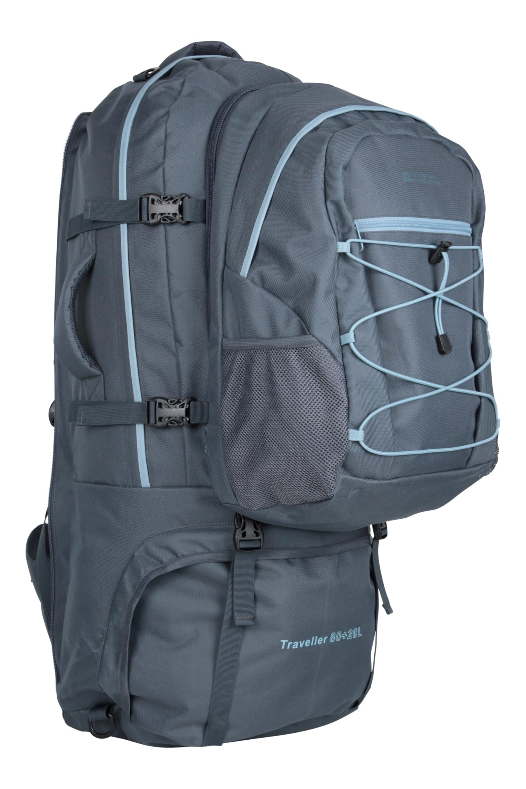Mountain Warehouse Unisex Dark Blue ’Traveller’ 80L Detachable Daypack Travel Hiking Rucksack Backpack In