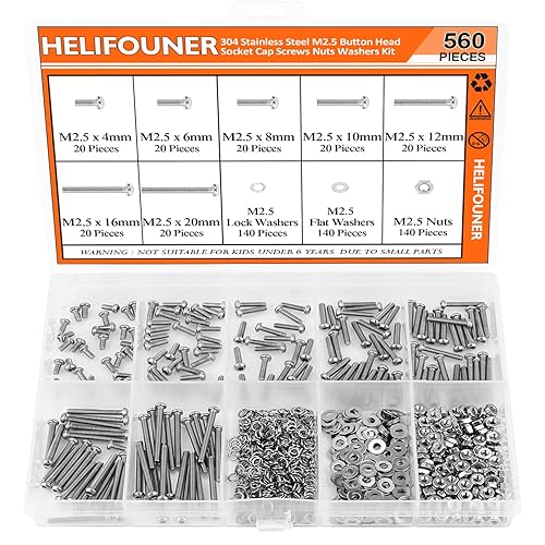 Miniatura 29 de Juego de 1280 piezas, tornillos de máquina Phillips de cabeza plana M2 M2.5 M3 M4, acero inoxidable 304, kit de tornillos métricos, tuercas