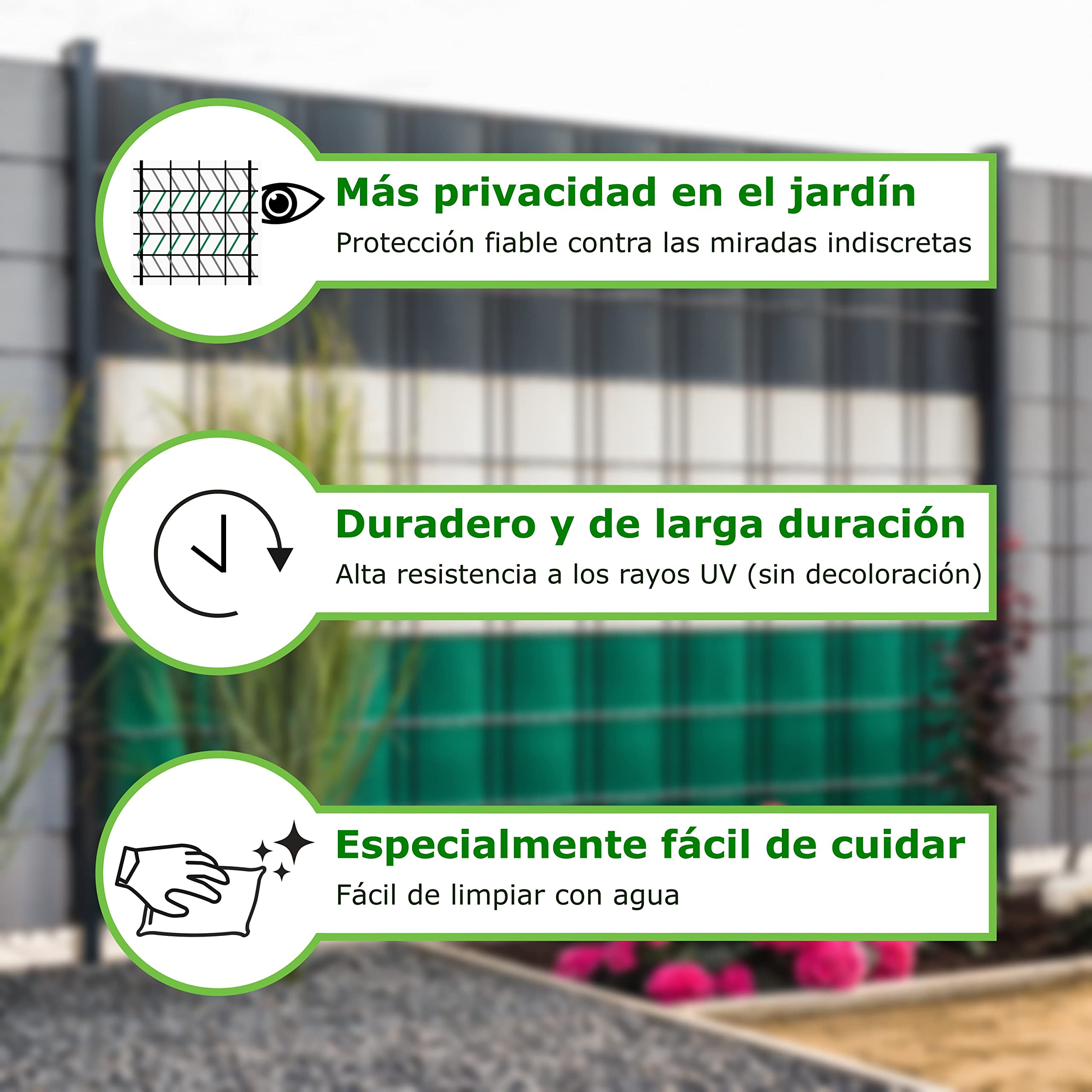 Workinghouse PVC pantalla de privacidad tiras para valla de doble piquete - 650g 35m x 19cm - valla de privacidad valla de jardín pantalla de privacidad película de valla - incl. 26 clips
