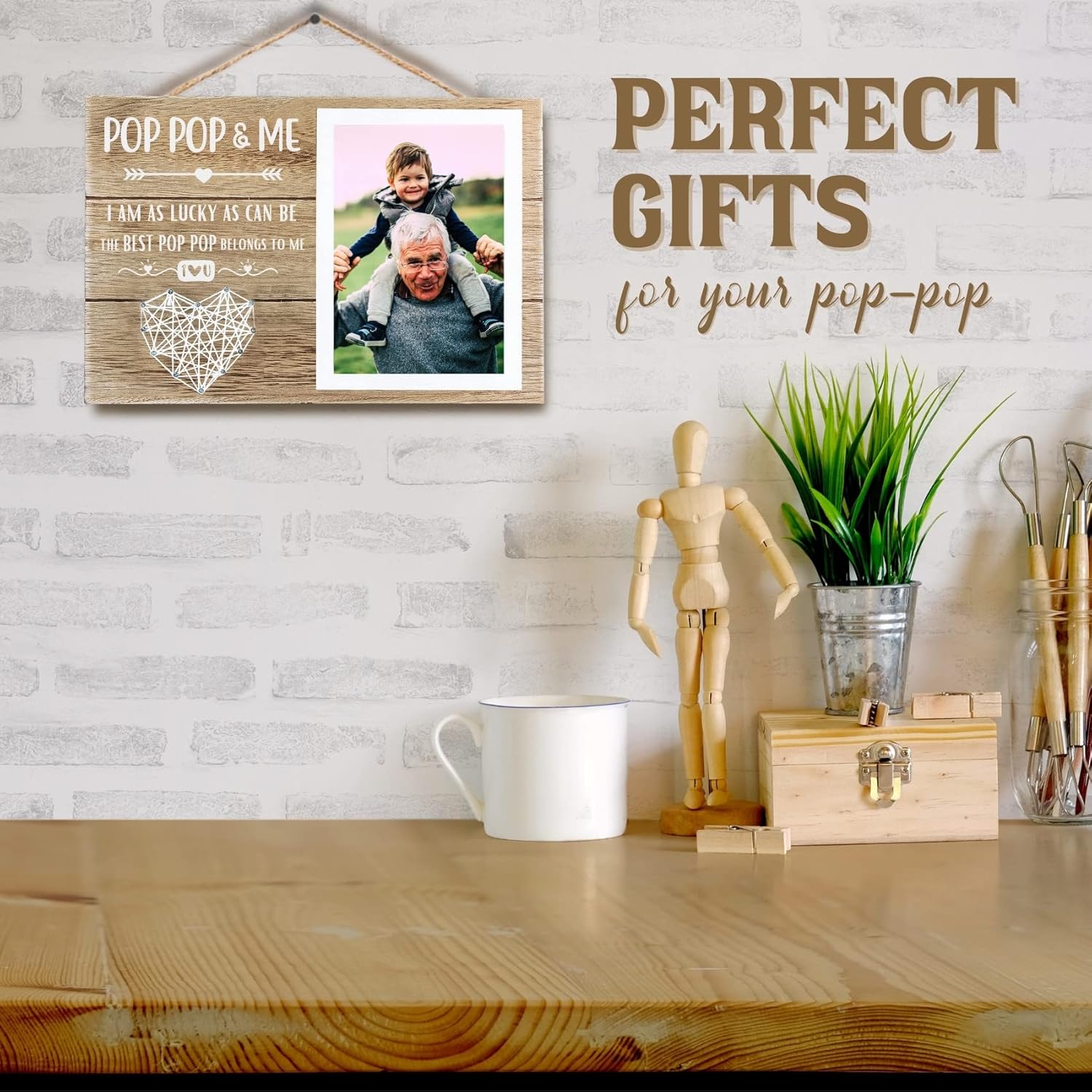 InnoBeta Pop Pop Gifts, Grandpa Gifts from Grandkids, Grandchildren, Grandpa Picture Frame, Present for Birthday, Christmas, Father's Day - for 4" x 6" Photos - Pop Pop & ME