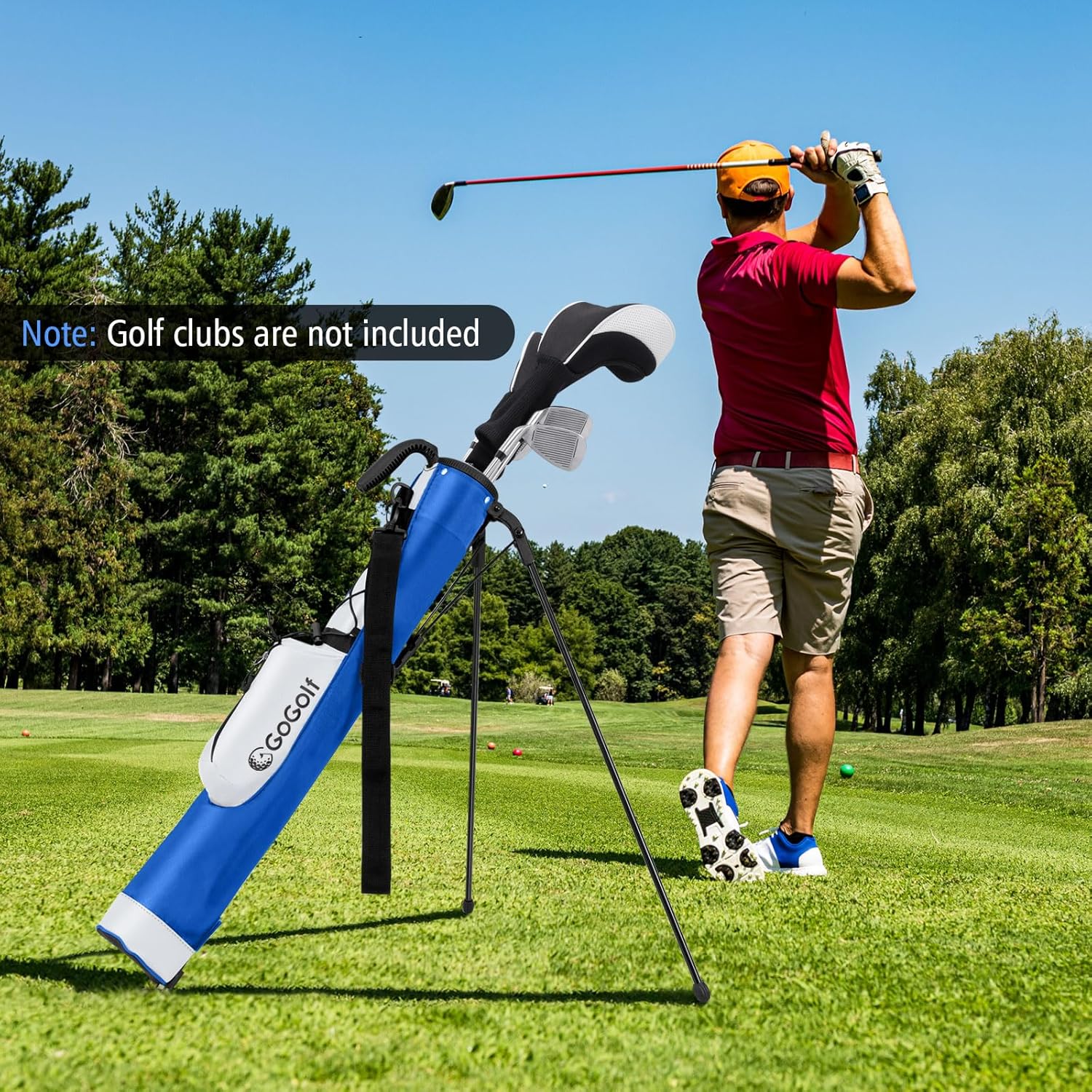 Goplus Lightweight Golf Stand Bag, Sunday Bag for The Driving Range, Par 3 and Executive Courses, Pitch n Putt Golf Club Carry Bag w/Shoulder Strap, Pocket, Bottle Holder for Men Women