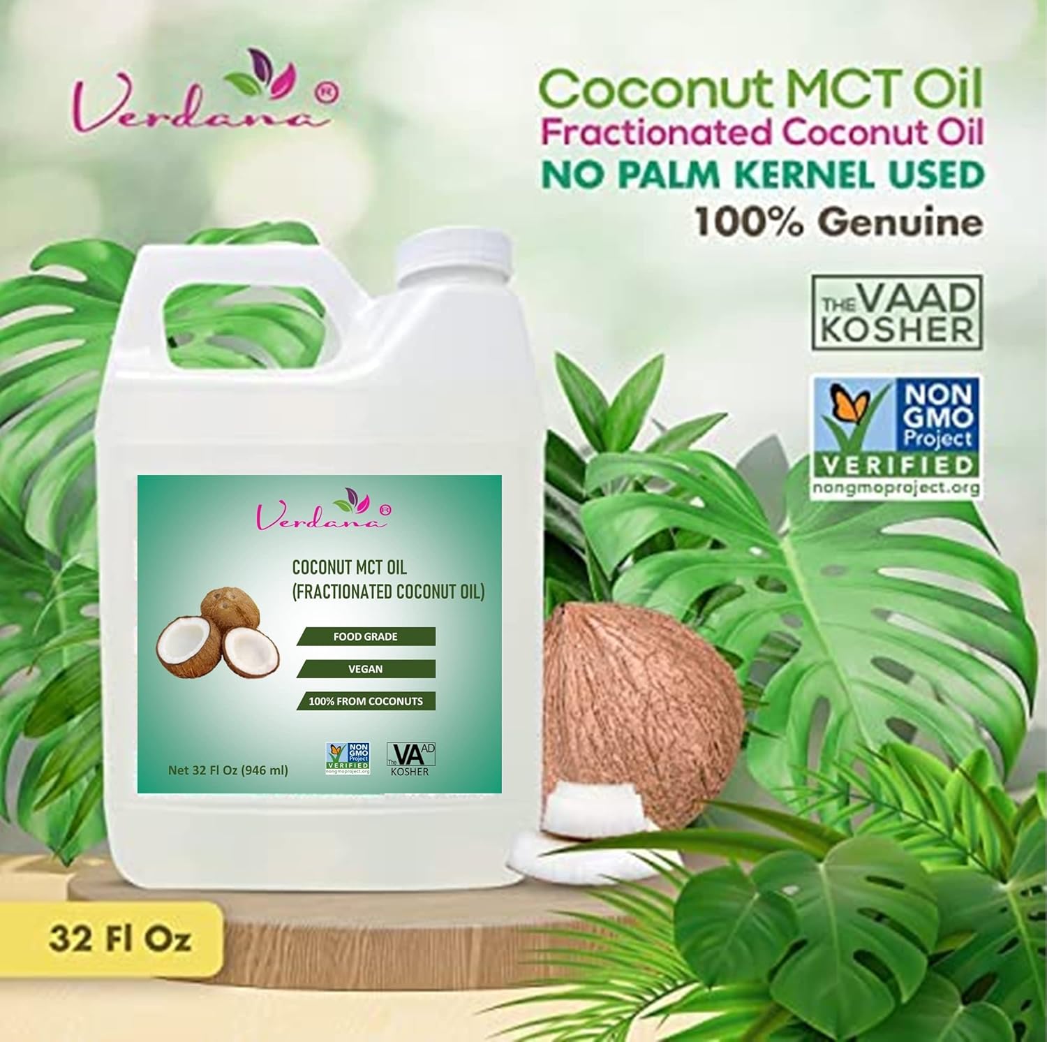 Buy Verdana Coconut MCT Oil, Fractionated, Genuine 100 Coconut Derived