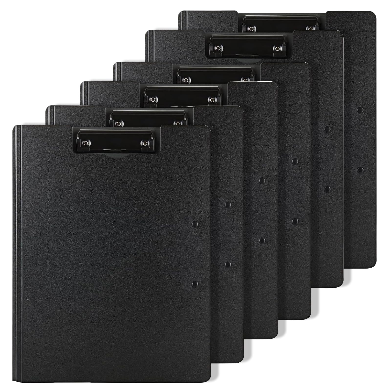 Woobroo 6 Pack Clipboard Folder with Cover - Foldable Nursing Clipboard for Hospital & Office - Heavy Duty Plastic File Folder, Landscape & Portrait Writing Pad for Students, Engineers (Black)