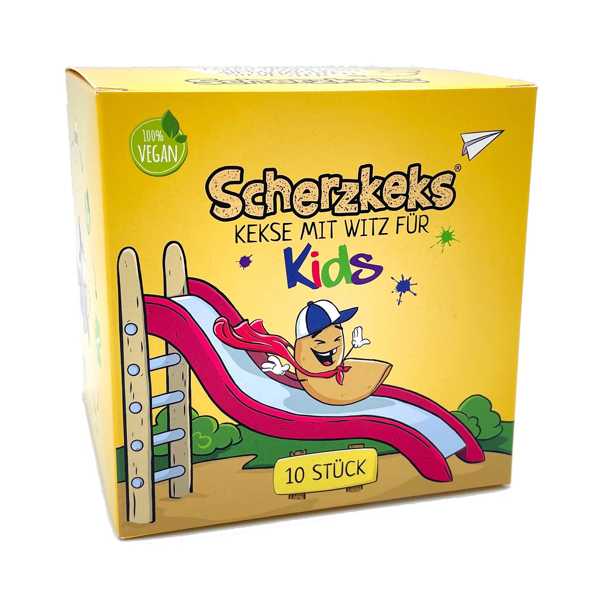 Scherzkeks Kids | 10 Kekse mit Witz für Kids, 10er Box Glückskekse mit kindgerechten Scherzfragen zu Kindergeburtstag, Familienfeiern, Schulanfang, Einschulung