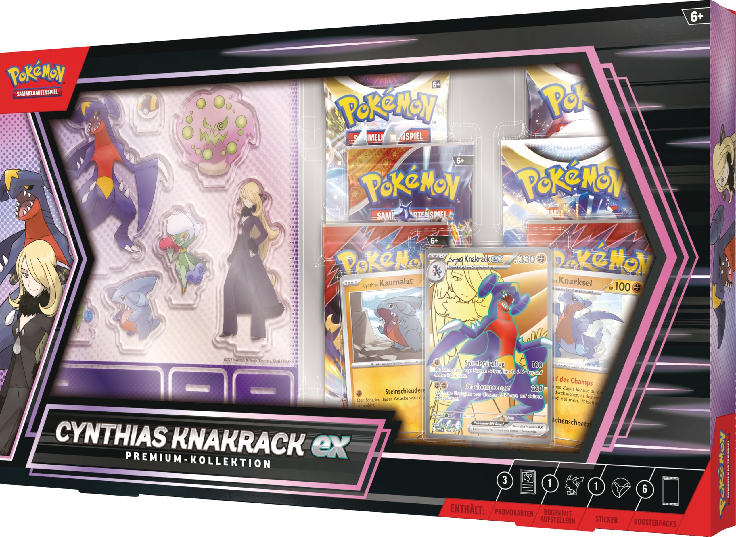 Pokémon-Sammelkartenspiel: Premium-Kollektion Cynthias Knakrack-ex (3 holografische Karten und 6 Boosterpacks)