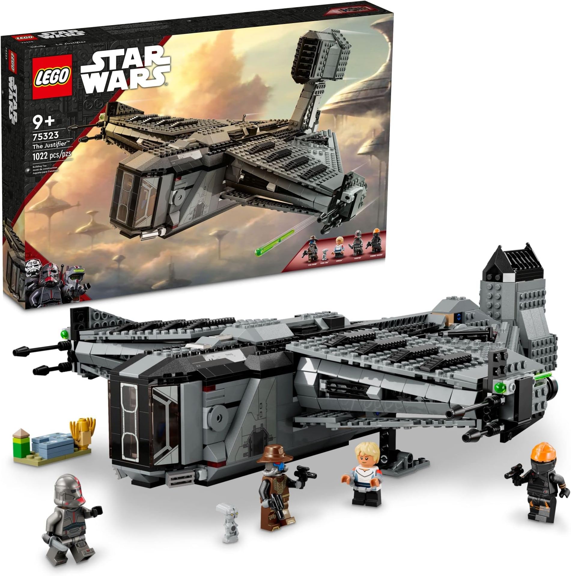 Star Wars The Justifier 75323, Buildable Toy Starship with Cad Bane Minifigure and Todo 360 Droid Figure, The Bad Batch Set, Gifts for Kids, Boys & Girls