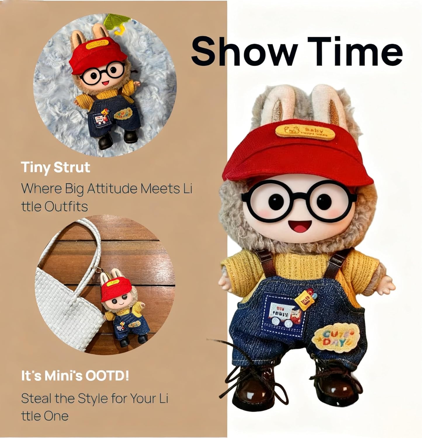 Doll Clothes Set - 2025 Fashion Outfits for 17cm Dolls, Doll Accessories for Collector, Cute & Chic Designer Wear Compatible with 15-17cm Labubu Dolls (No Doll Included) (Style 1)