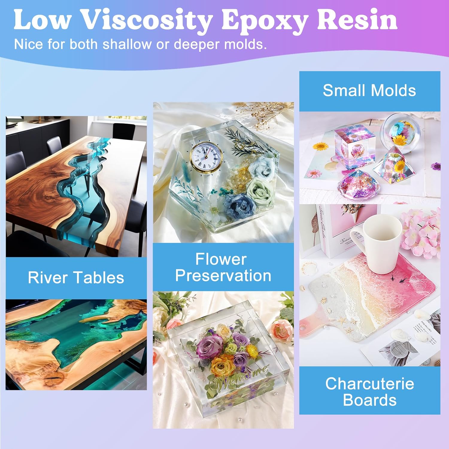 Bundle Set of 44OZ White Resin Epoxy and 1.5 Gallon Deep Pour Epoxy Resin