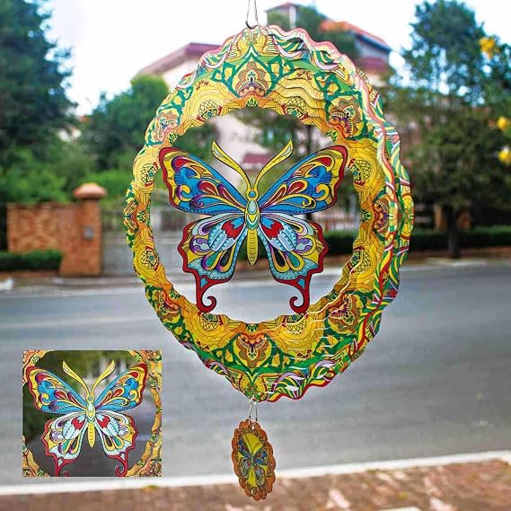 Butterfly Wind Sculpture - Spinnnings Metal Yard Art, Kinetics Garden Ornament, Rotational Breeze Catcher, Decorative Outdoor Feature | Wind Spinner for Housewarming Birthday Lawn Patio Display
